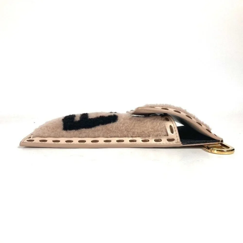 FENDI 7AS047 Smartphone case phone pouch FF logo fur charm bag Pouch